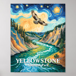 Poster Parc national de Yellowstone Balbuzard oiseau vibr