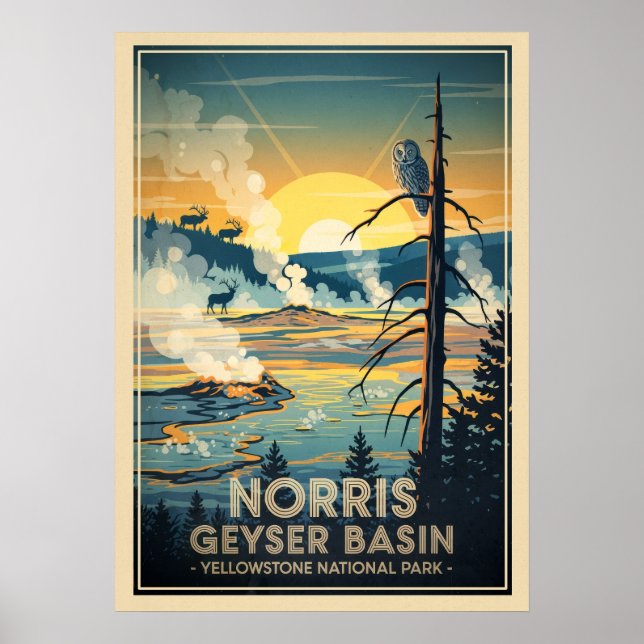 Poster Parc national de Yellowstone - Bassin de Norris Ge (Devant)