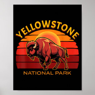 Poster Parc national de Yellowstone Bisonne Bison Coucher