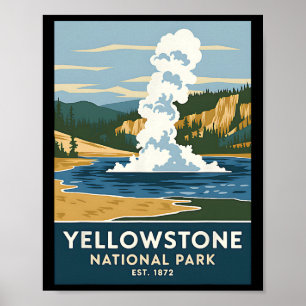 Poster Parc national de Yellowstone Camping randonnée vin