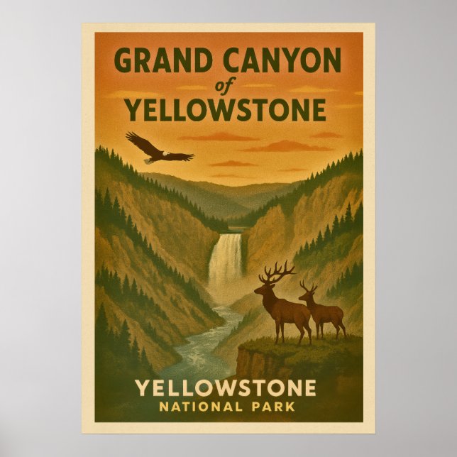 Poster Parc national de Yellowstone - Grand Canyon V01 (Devant)