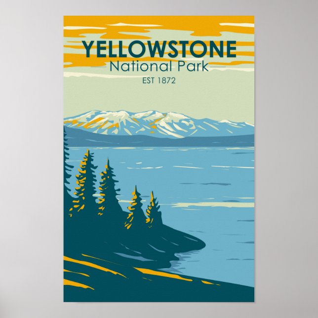 Poster Parc national de Yellowstone Lac Yellowstone Vinta (Devant)