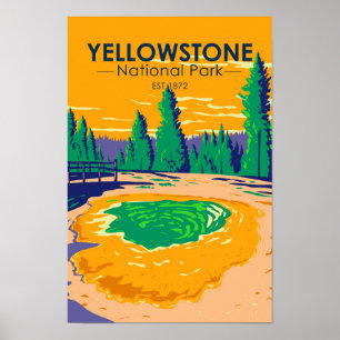 Poster Parc national de Yellowstone Matin Glory Pool Rétr