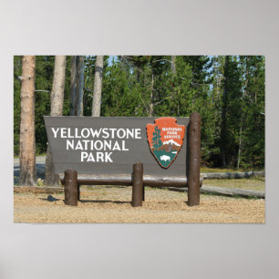 Poster Parc national de Yellowstone, panneau, Wyoming, Ét