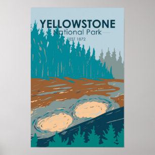 Poster Parc national de Yellowstone Volcano de boue Vinta