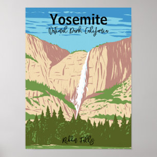 Poster Parc national de Yosemite, CA Chutes de ruban