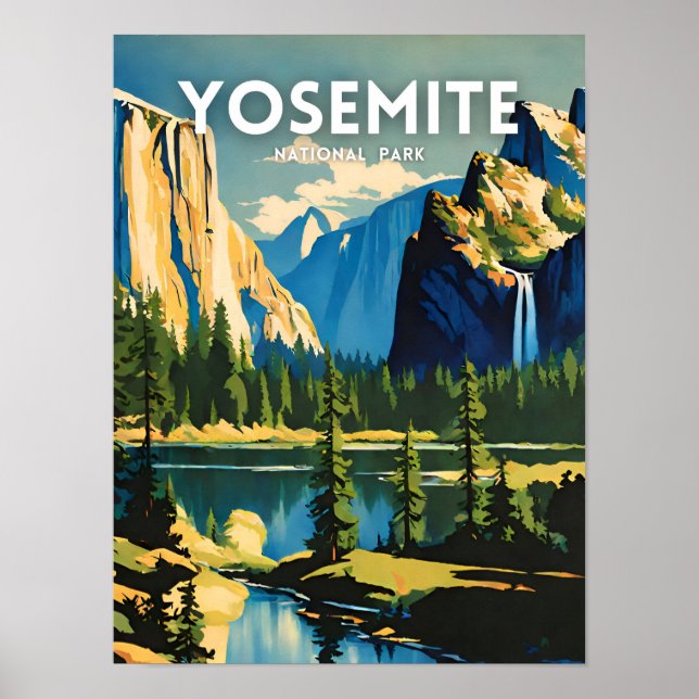 Poster Parc national de Yosemite illustration rétro Aesth (Devant)
