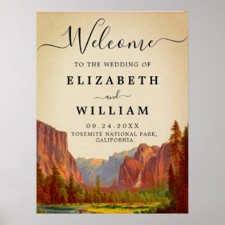 Poster Parc national de Yosemite Mariage Vintage Bienvenu