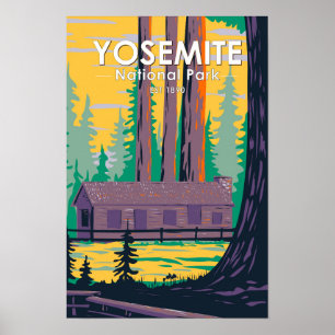 Poster Parc national de Yosemite Mariposa Grove Cabine Ré