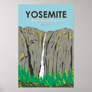 Poster Parc national de Yosemite Ribbon Falls Californie