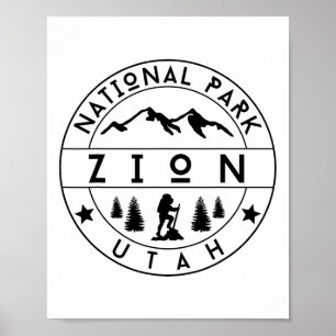 Poster Parc national de Zion Utah Randonneur Nature Rando