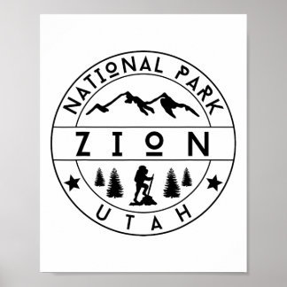Poster Parc national de Zion Utah Randonneur Nature Rando