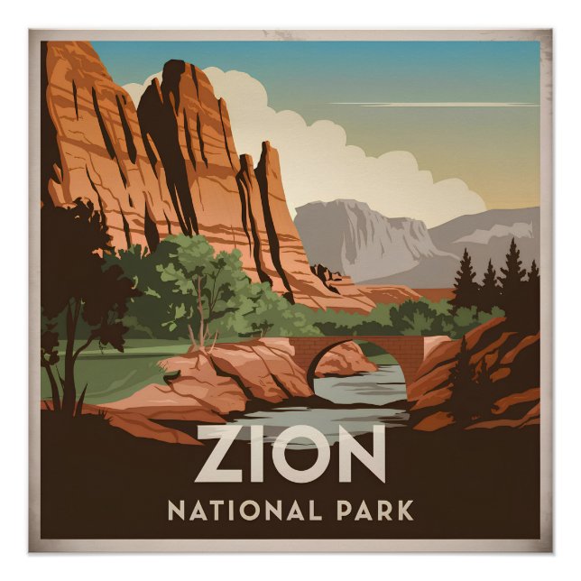 Poster Parc national de Zion vintage (Devant)