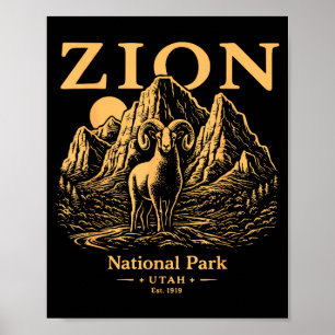 Poster Parc national de Zion Wilderness Randonnée Camping