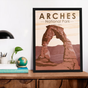 Poster Parc national des Arches Arche délicate Vintage
