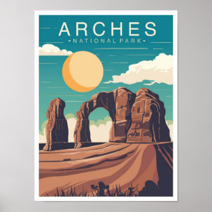 Poster Parc national des Arches Utah États-Unis Illustrat
