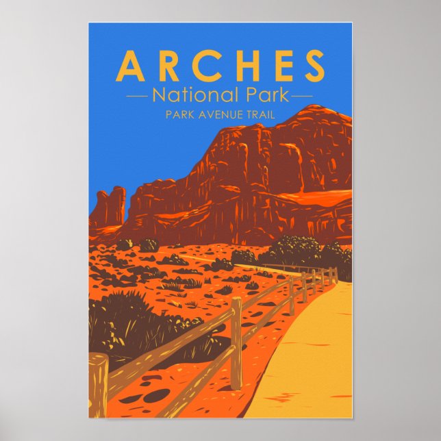 Poster Parc national des Arches Utah Park Avenue Trail (Devant)