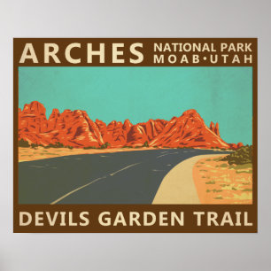Poster Parc national des Arches Utah sentier de Devils Ga