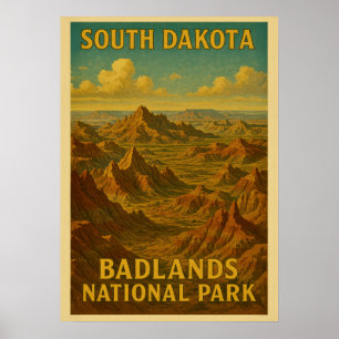 Poster Parc national des Badlands du Dakota du Sud V01