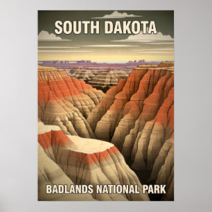 Poster Parc national des Badlands du Dakota du Sud V02