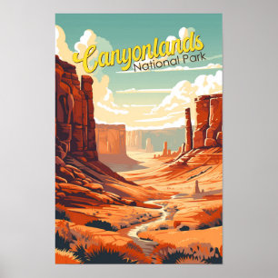 Poster Parc national des Canyons Illustration Rétro