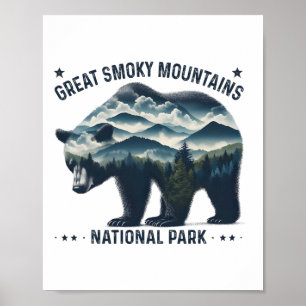 Poster Parc national des Great Smoky Mountains Ours Rando
