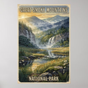 Poster Parc national des Great Smoky Mountains Voyage Rét