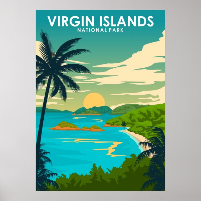 Poster Parc national des Îles Vierges Vintage Retro Voyag (Devant)