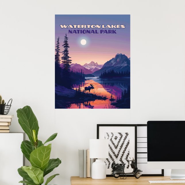 Poster Parc national des Lacs-Waterton Canada Alberta (Bureau à domicile)