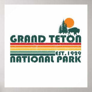 Poster Parc national des montagnes Grand Teton Wyoming