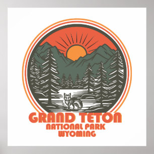 Poster Parc national des montagnes Grand Teton Wyoming