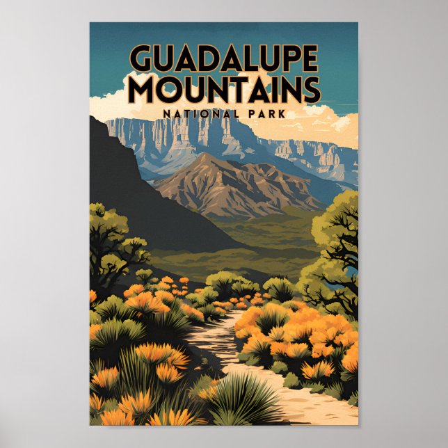 Poster Parc national des Monts Guadalupe Retro Voyage (Devant)