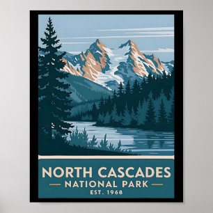 Poster Parc national des North Cascades Camping Vintage H