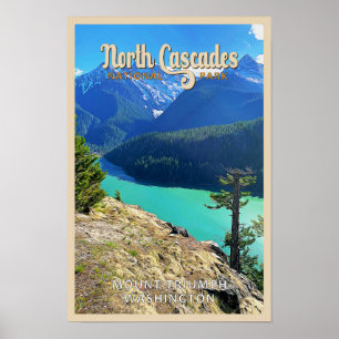 Poster Parc national des North Cascades, Washington, aqua