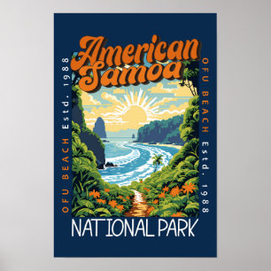 Poster Parc national des Samoa américaines Rétro en détre
