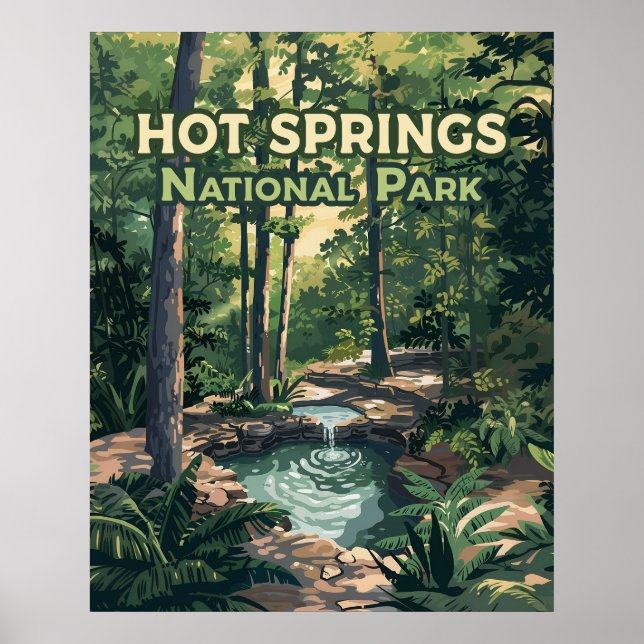 Poster Parc national des sources chaudes Arkansas Retro (Devant)
