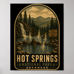 Poster Parc national des sources chaudes bigfoot vintage
