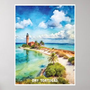 Poster Parc national des Tortugas à sec Peinture aquarell