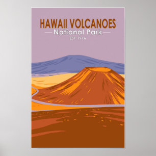 Poster Parc national des volcans d'Hawaii Mauna Kea Vinta