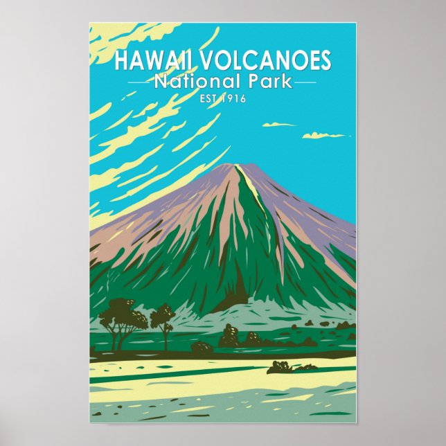 Poster Parc national des volcans d'Hawaii Mauna Loa Vinta (Devant)