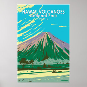 Poster Parc national des volcans d'Hawaii Mauna Loa Vinta