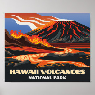 Poster Parc national des volcans d'Hawaii Mauna Loa Vinta