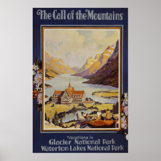 Poster Parc national du Glacier Lacs-Waterton