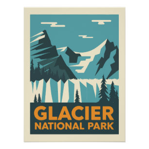 Poster Parc national du Glacier vintage