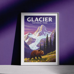 Poster Parc national du Glacier vintage