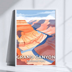 Poster Parc national du Grand Canyon aquarelle voyage