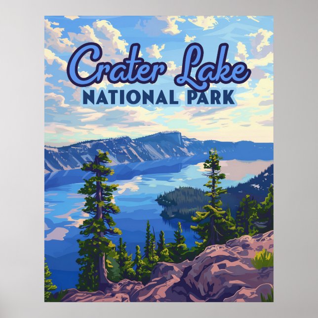 Poster Parc national du lac Crater Oregon Retro (Devant)