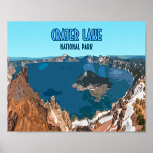 Poster Parc national du lac Crater Oregon Vintage