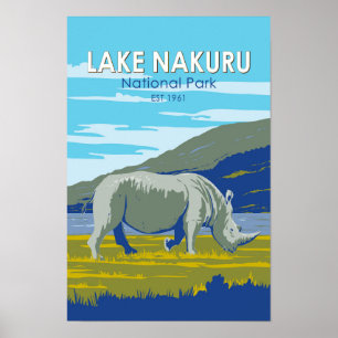 Poster Parc national du lac Nakuru Rhinocéros blanc Voyag