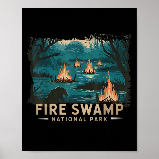 Poster Parc national du marais-feu de Retro Camping Rando (Devant)